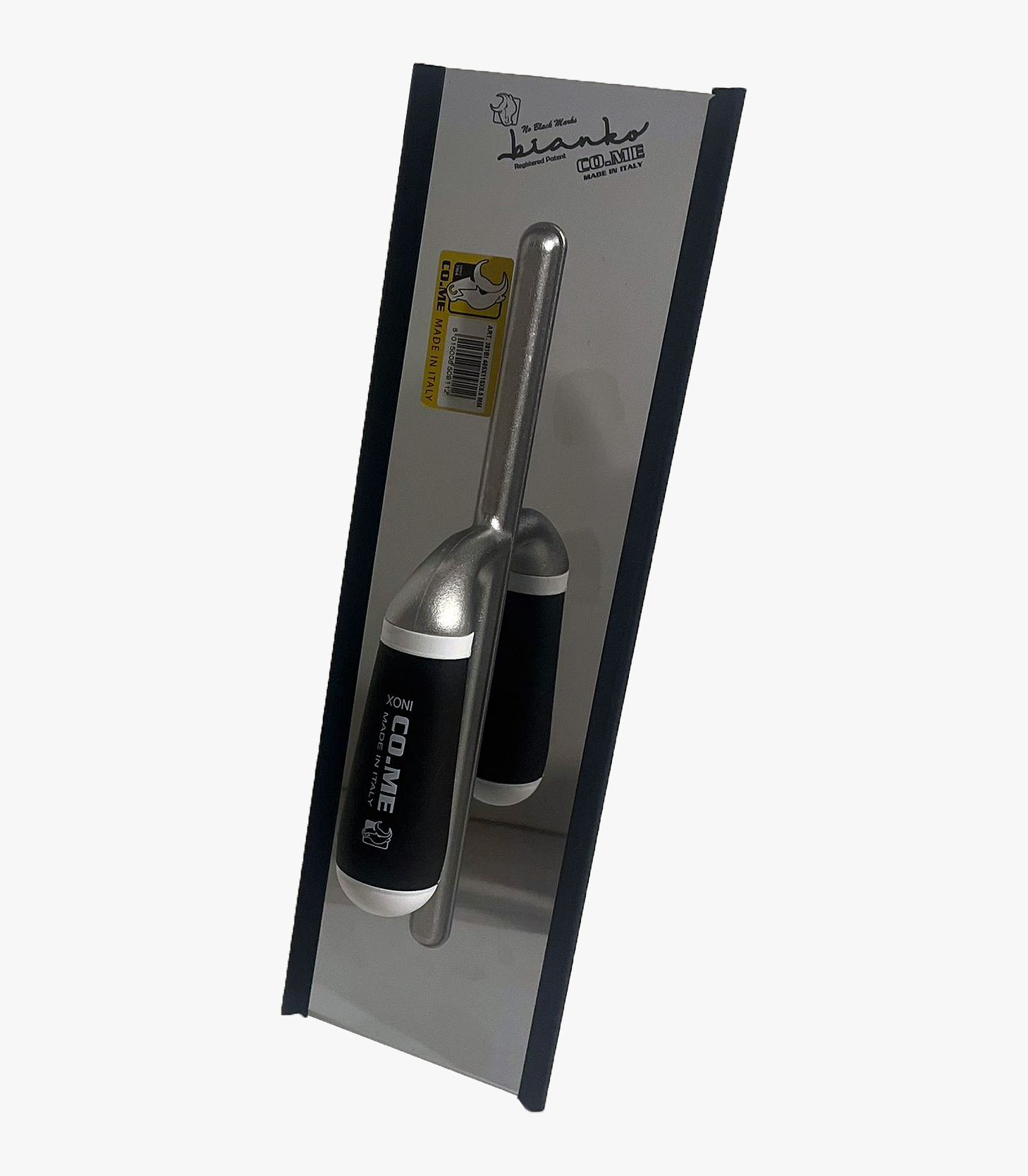 Co.me Bianko “no black marks” rectangular trowel available from MyMicrocement